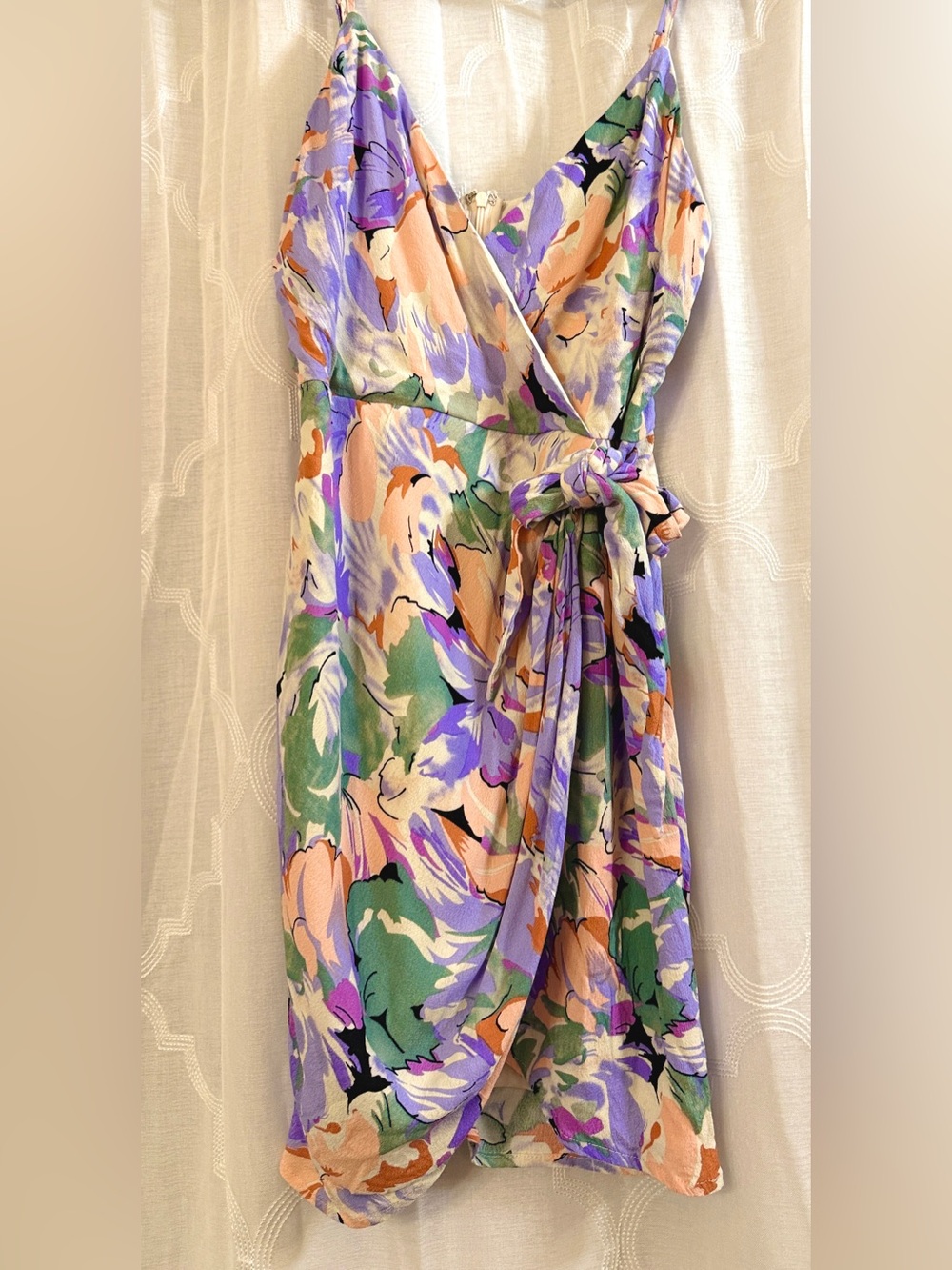Lulus Pastel Floral Wrap Tie Mini Sun Dress Size Small - Picture 6 of 9